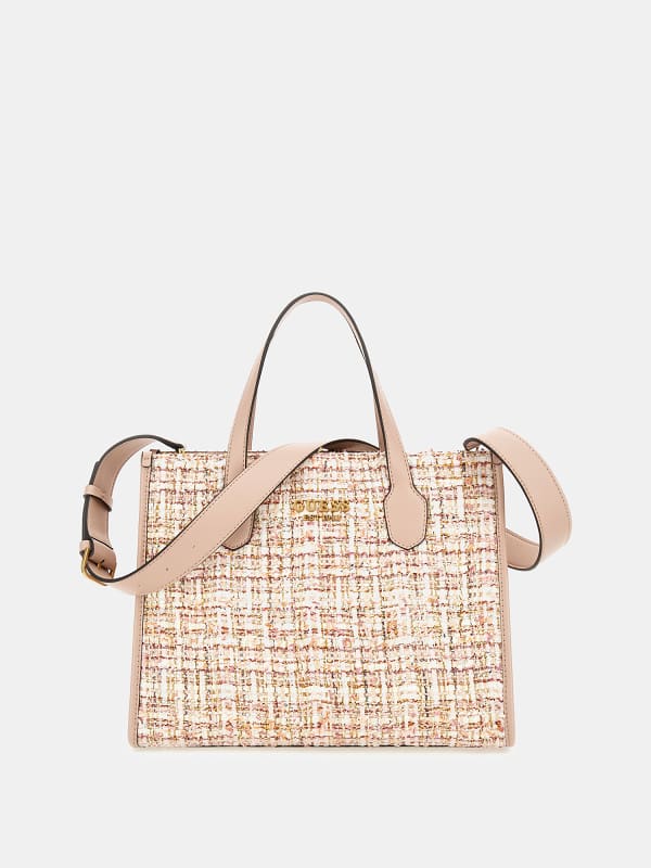 Håndtaske GUESS Silvana Tweed Handbag Beige | HWTR8665220, 0