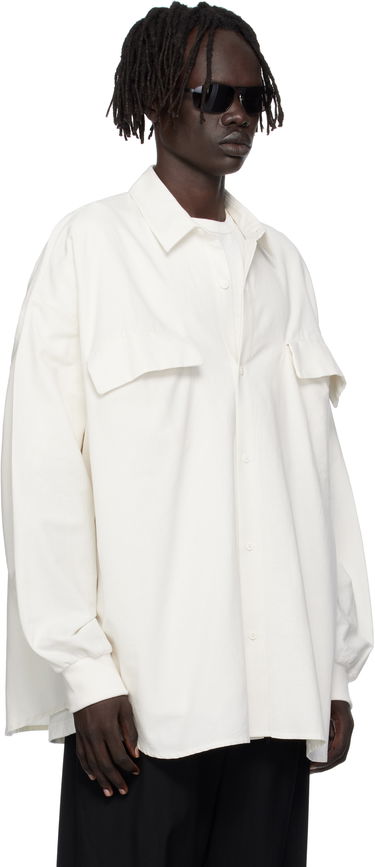 Skjorte Fear of God ESSENTIALS Long-Sleeve Oxford Shirt with Flap Pockets Hvid | 186SP254424F, 1