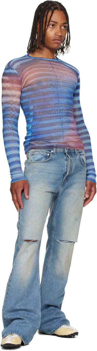 T-shirt Jean Paul Gaultier Jean Paul Gaultier 'The Air' Striped Mesh Long Sleeve Blå | 25/03-W-TO336-M005P-565034, 3