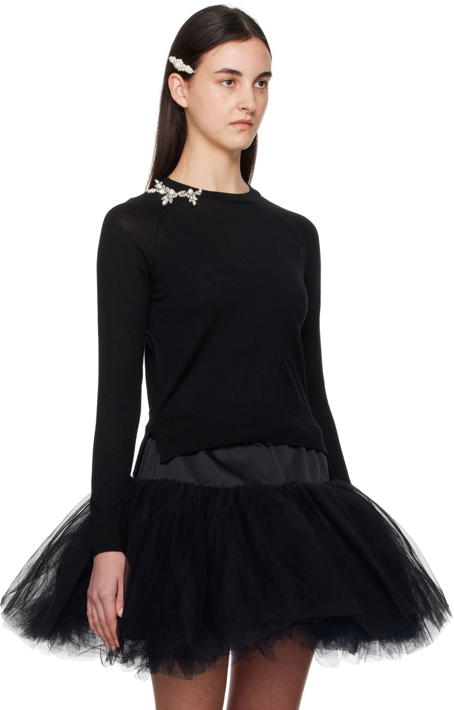 Sweater Simone Rocha Simone Rocha Classic Wool Pullover Sort | KMK22B 0647, 1