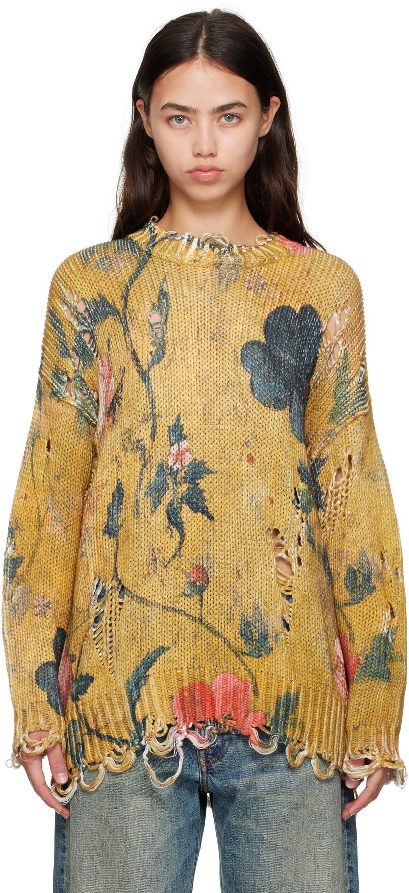 Sweater R13 R13 Printed Oversized Sweater Gul | R13WY197-Y222A