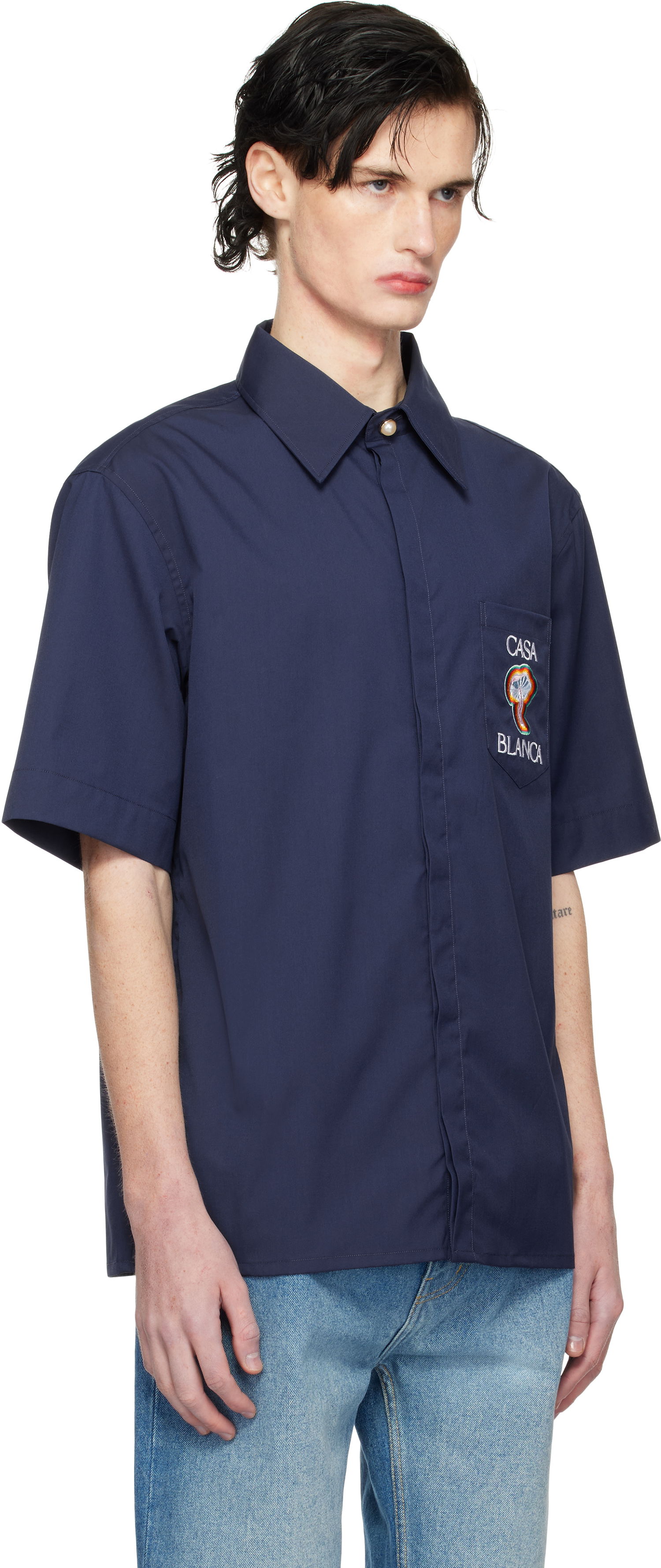 Skjorte Casablanca Short Sleeve Shirt Mørkeblå | MPS25-SH-137-01, 1