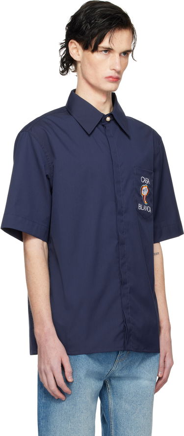 Skjorte Casablanca Short Sleeve Shirt Mørkeblå | MPS25-SH-137-01, 1