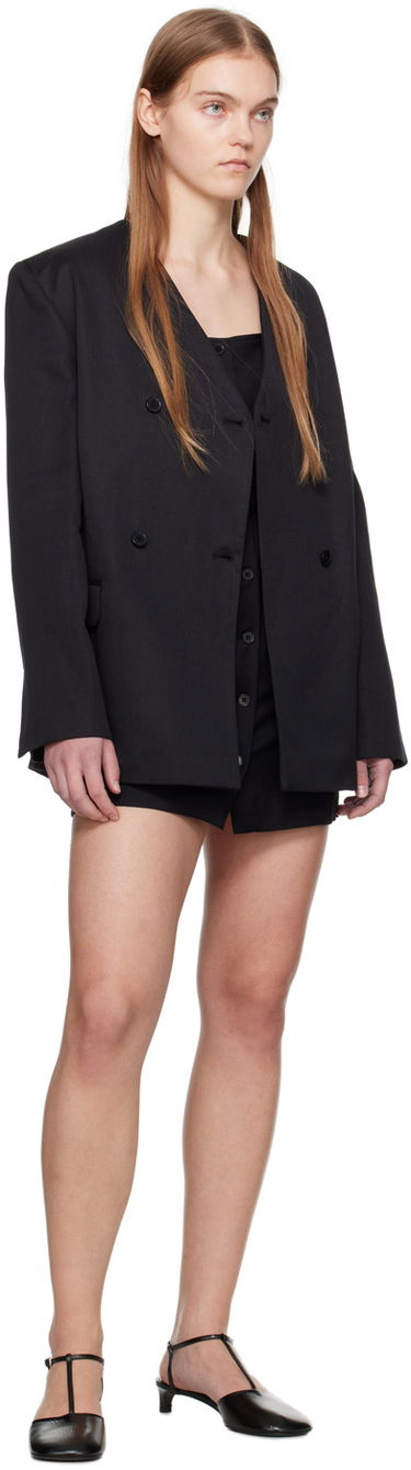 Kjole Loulou de Saison Loulou de Saison Idon Button-Front Minidress Sort | IDON, 3