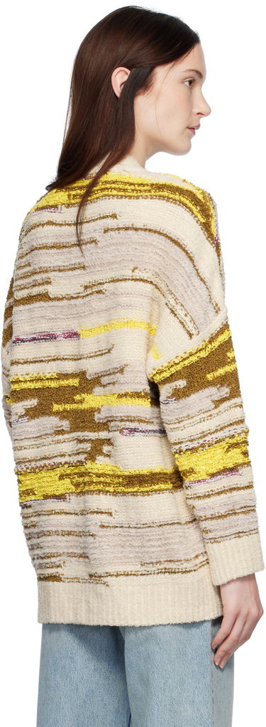 Sweater Moschino Jeans Striped Knit Cardigan Beige | 251K10681, 2