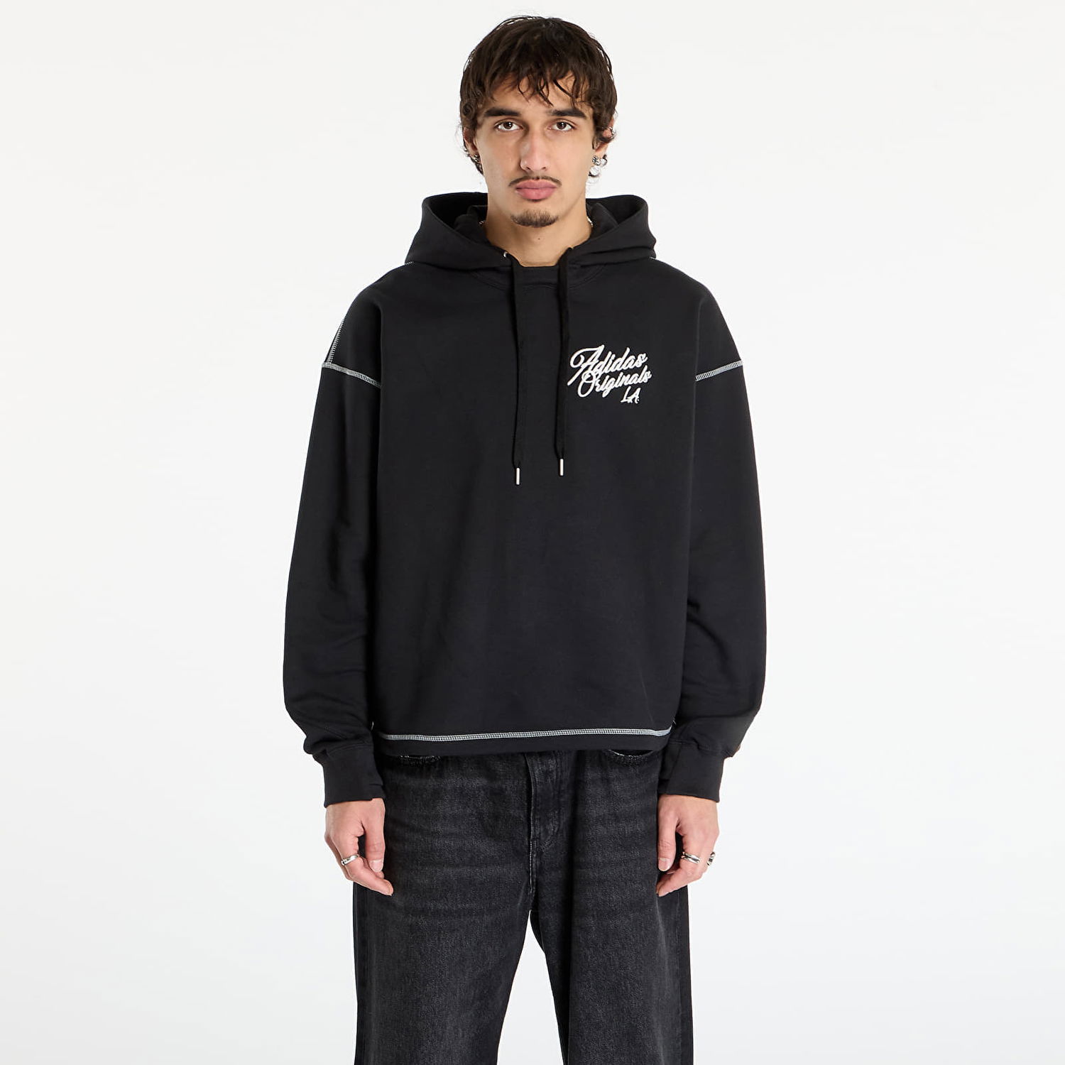 Sweatshirt adidas Originals LA Originals Santa Monica Hoodie with Contrast Stitching Sort | JX6133, 1