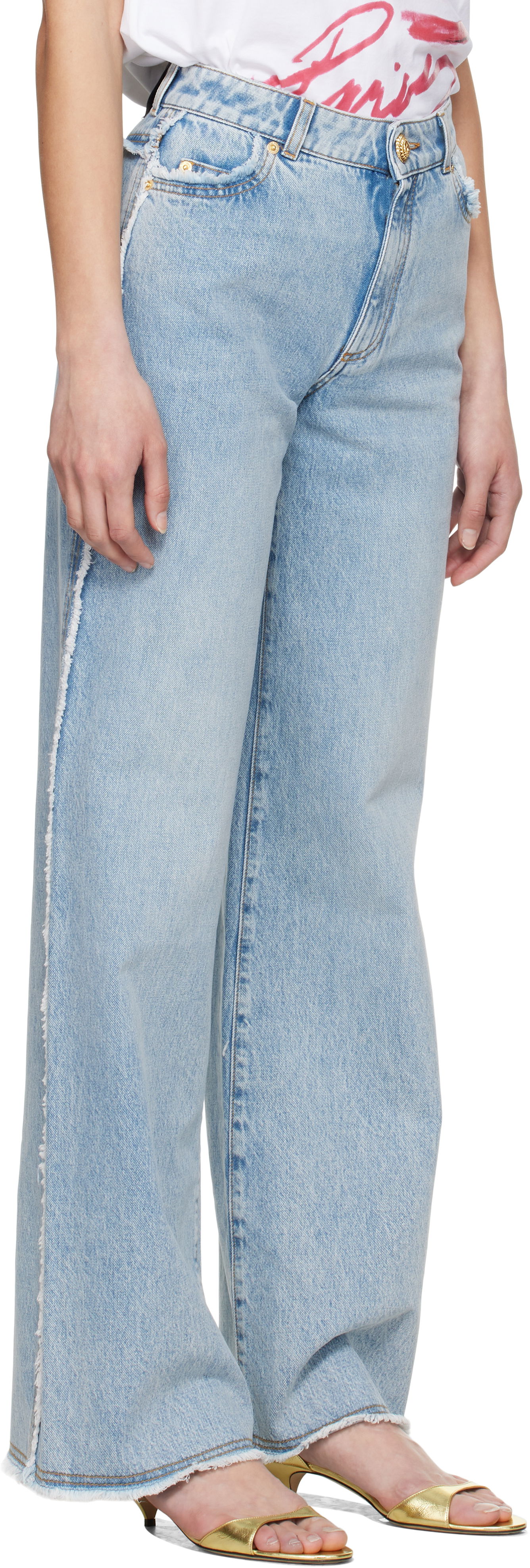 Jeans Balmain Balmain Straight-Leg Jeans Blå | EF0MI050DF75, 1