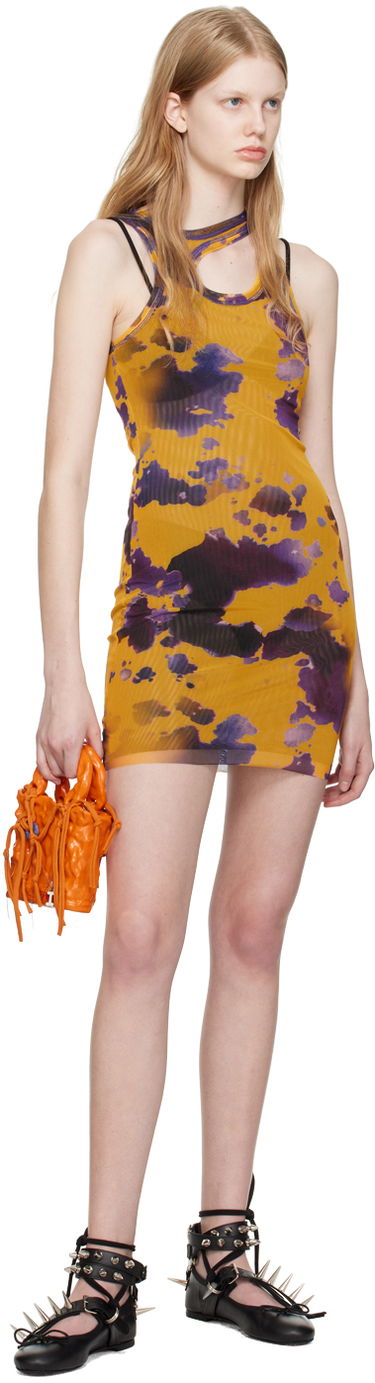 Kjole Ottolinger Ottolinger Cutout Tie-Dye Mini Dress Gul | 100816, 3