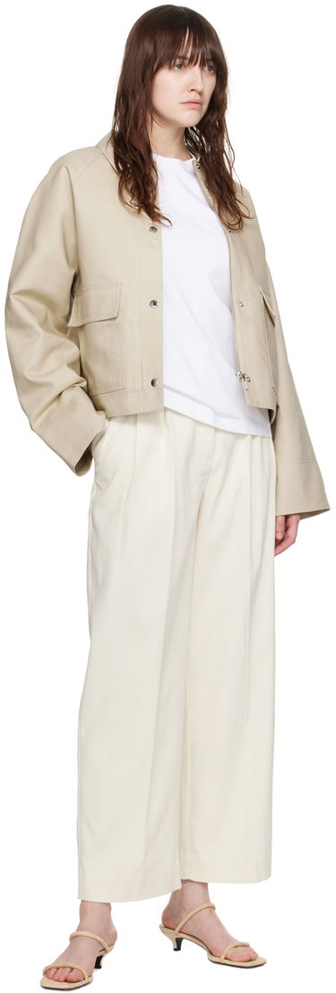 Bukser TOTEME TOTEME Pleated Wide-Leg Trousers Hvid | 243-WRB0202-FB0191, 3