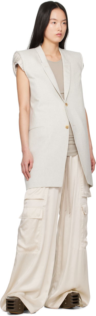 Vest Rick Owens Rick Owens Hollywood Dirt Tailored Sleeveless Denim Blazer Beige | RP01E7768 DRD, 3