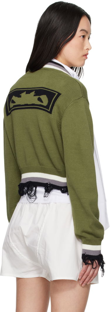 Sweater Ottolinger Ottolinger Cropped V-Neck Sweater Grøn | 10710150701, 2