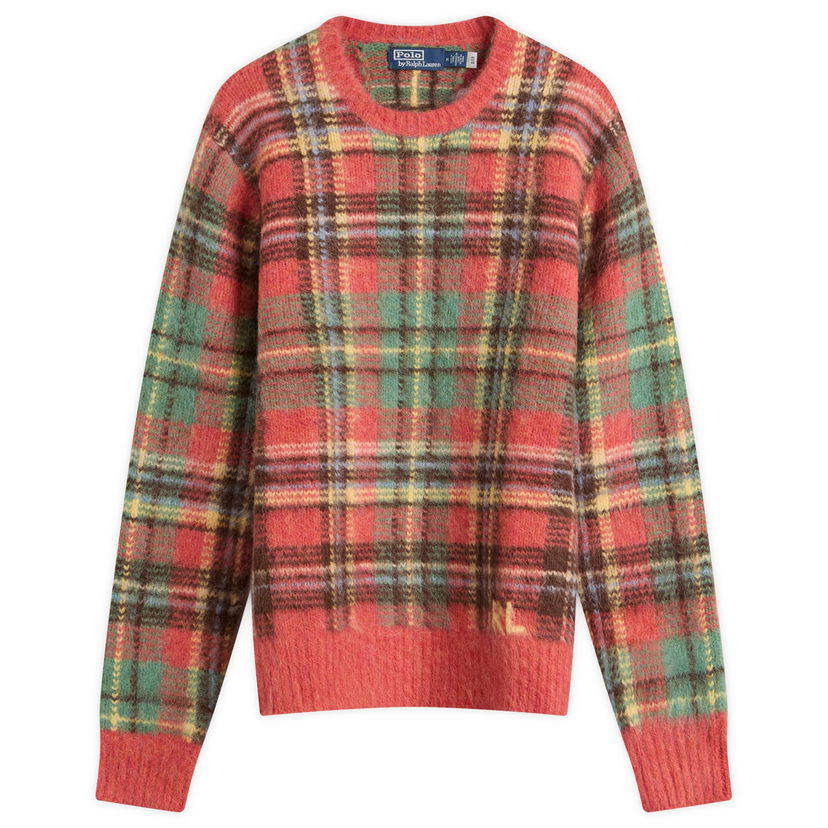Sweater Polo by Ralph Lauren Ralph Lauren Mohair Check Knit Jumper, Size Large Rød | 710978083001-Red