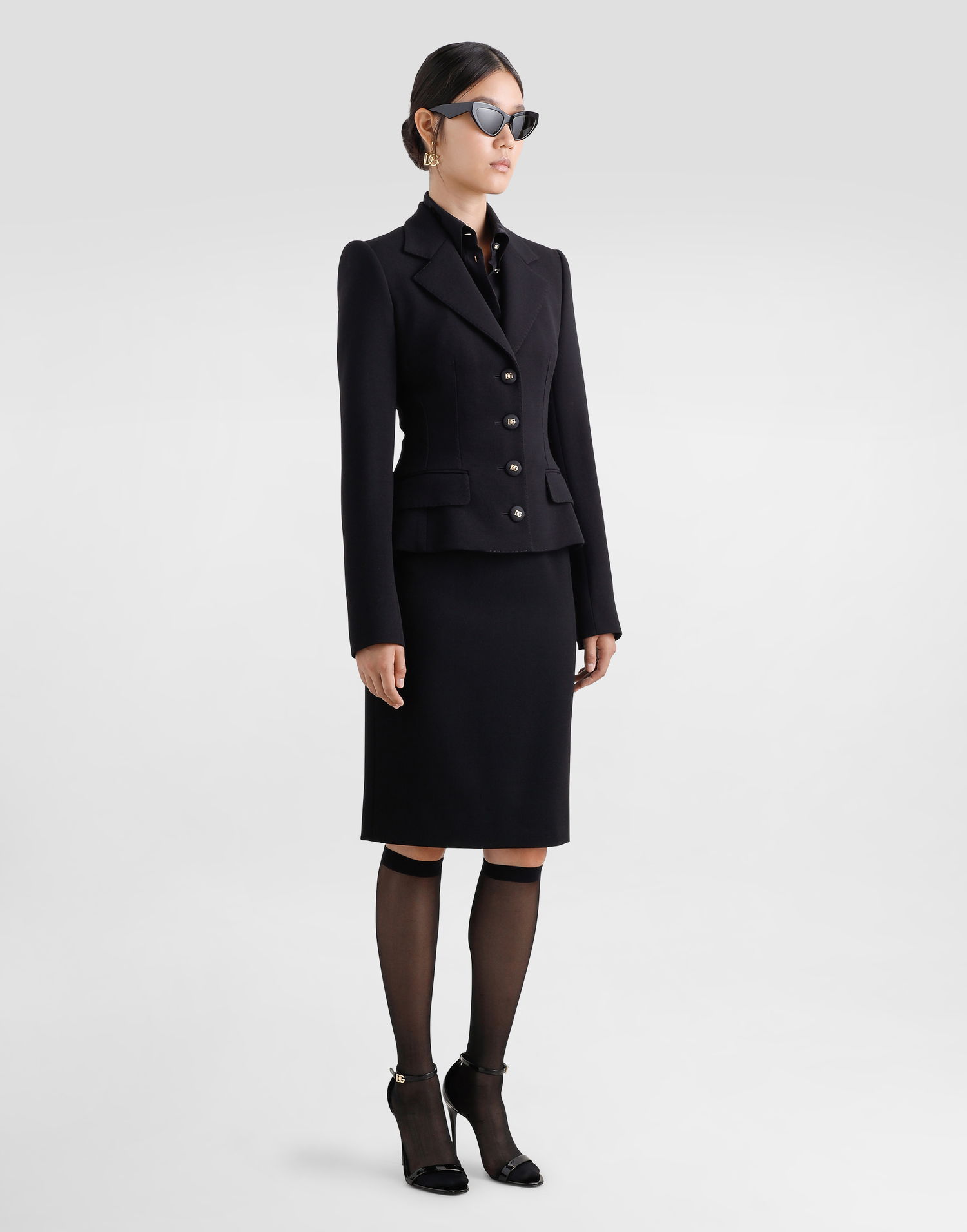 Nederdel Dolce & Gabbana Dolce & Gabbana Wool Midi Pencil Skirt with DG Logo Sort | F4C2CTGDCSXN0000, 1