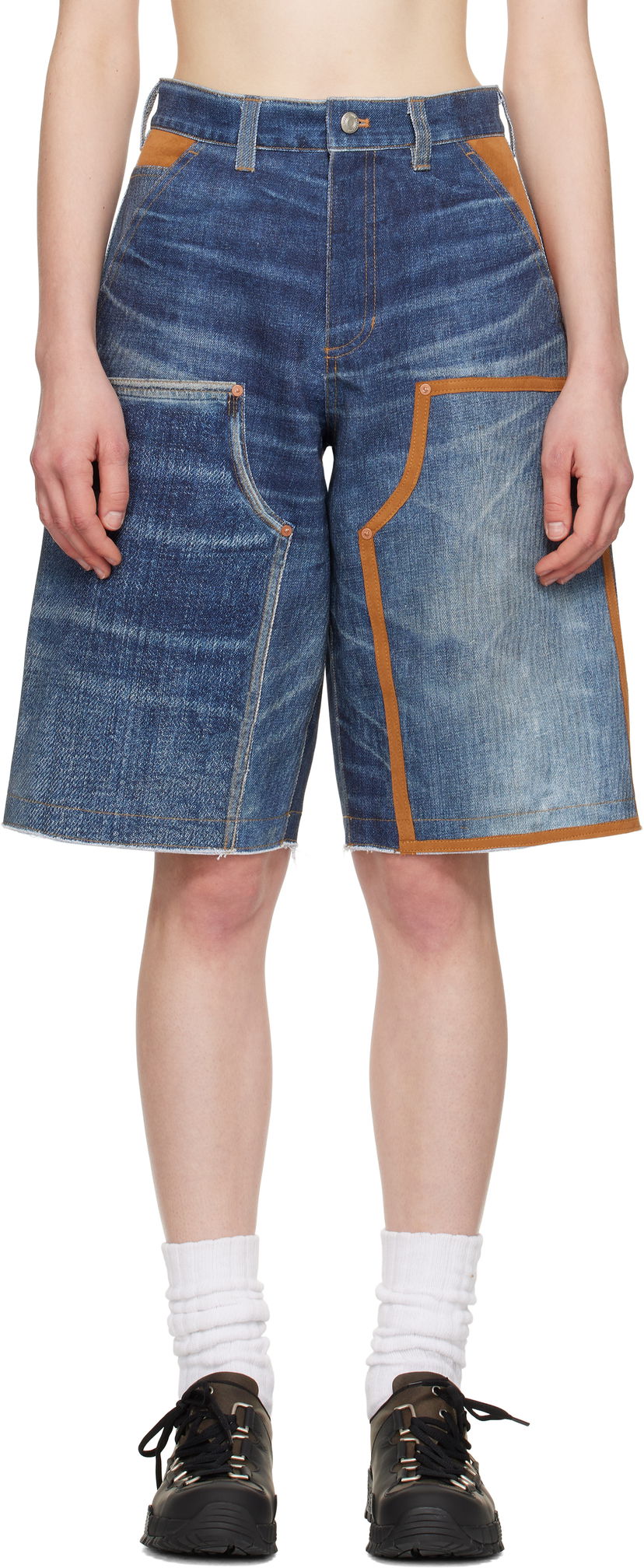 Shorts Andersson Bell Andersson Bell Trompe L'oeil Double-Knee Denim Shorts Blå | apa786u