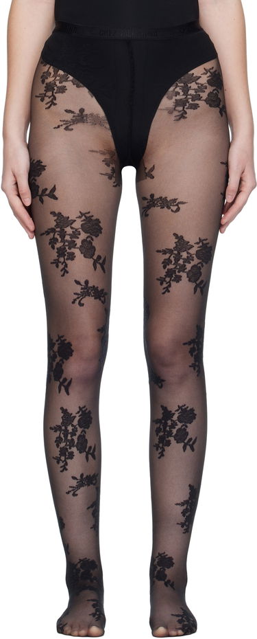 Sokker Valentino Valentino 'Chez Valentino' Floral Tights Sort | 7B3KI04Y9LV, 0