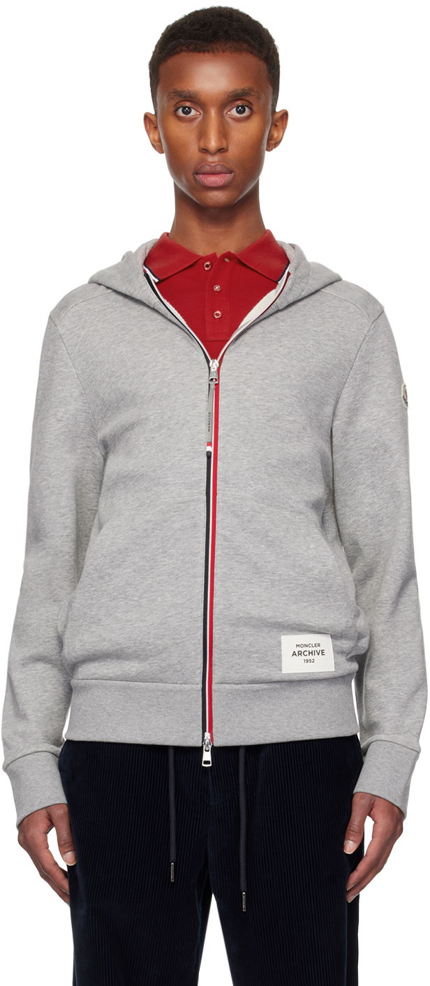 Sweatshirt Moncler Zip-Up Hoodie With Hood Grå | J20918G0000489A8F, 0