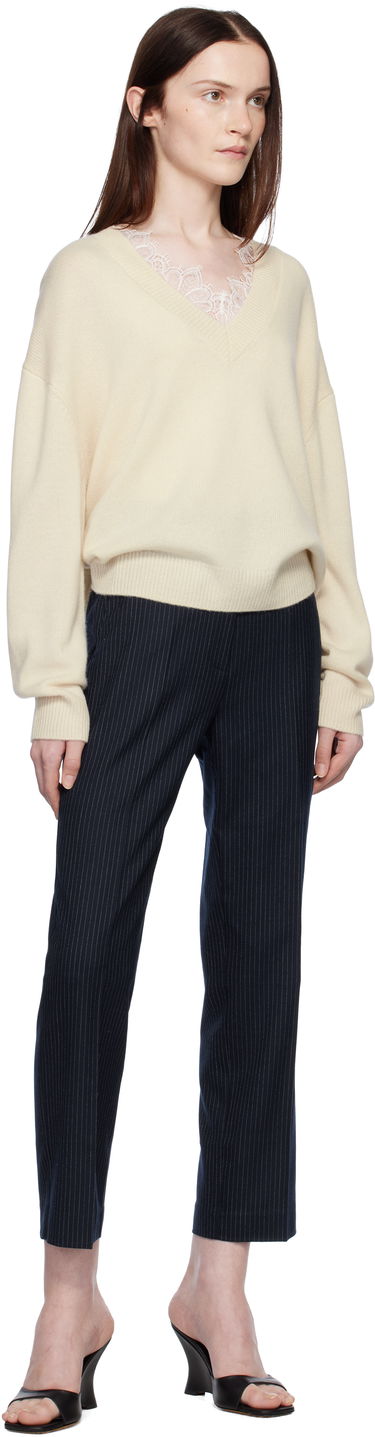 Sweater Anine Bing ANINE BING Lee Lace-Trim V-Neck Sweater Beige | A-09-3280-101, 3