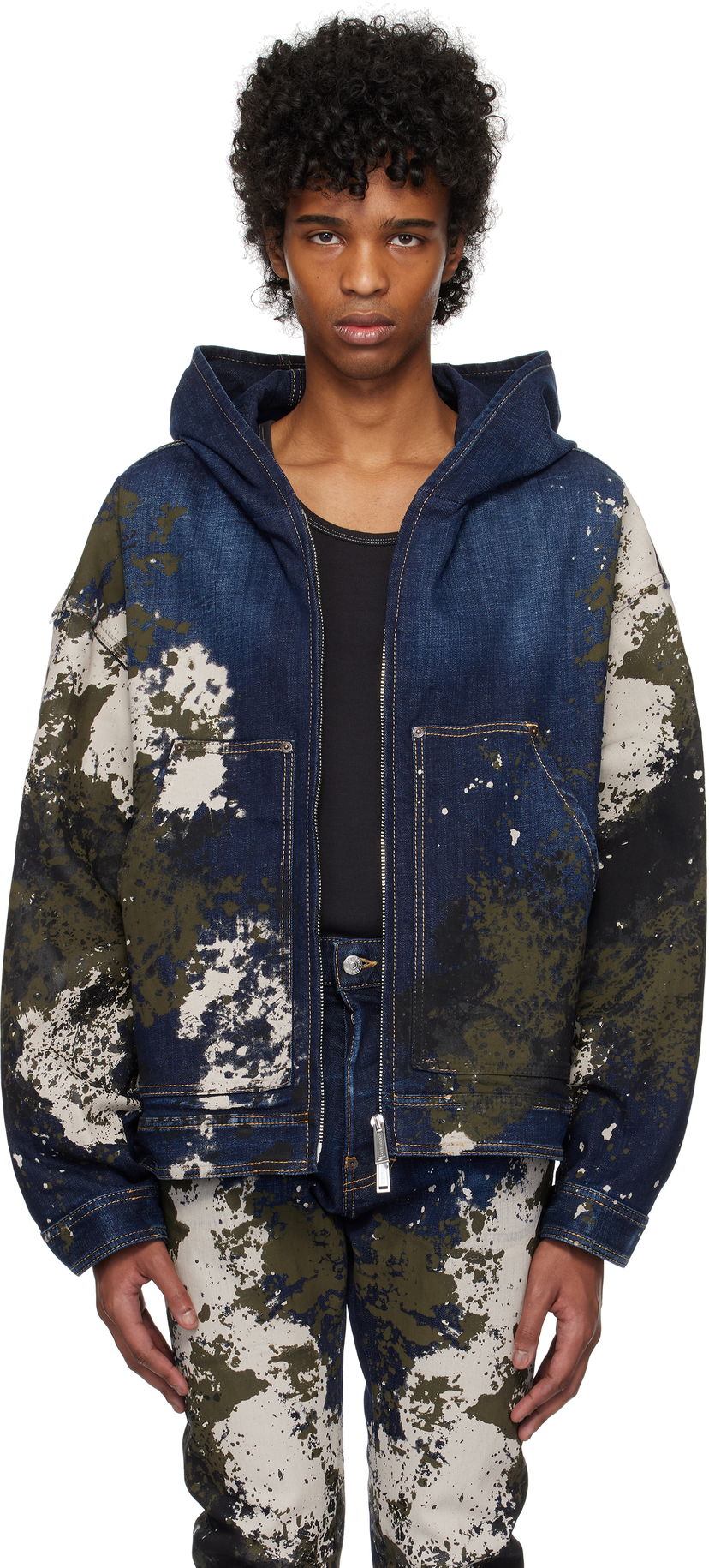 Sweatshirt DSQUARED2 Dsquared2 Workwear Zipped Denim Jacket Blå | S74AM1559_S30664