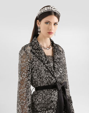 Skjorte Dolce & Gabbana Lame Lace Belted Vanity Shirt Flerfarvet | F5R56TILMCFS0998, 3