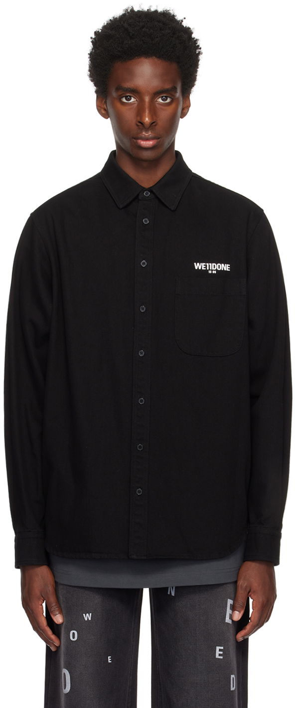 Skjorte We11done Printed Denim Shirt Sort | WD-SH3-22-191-U-BK, 0