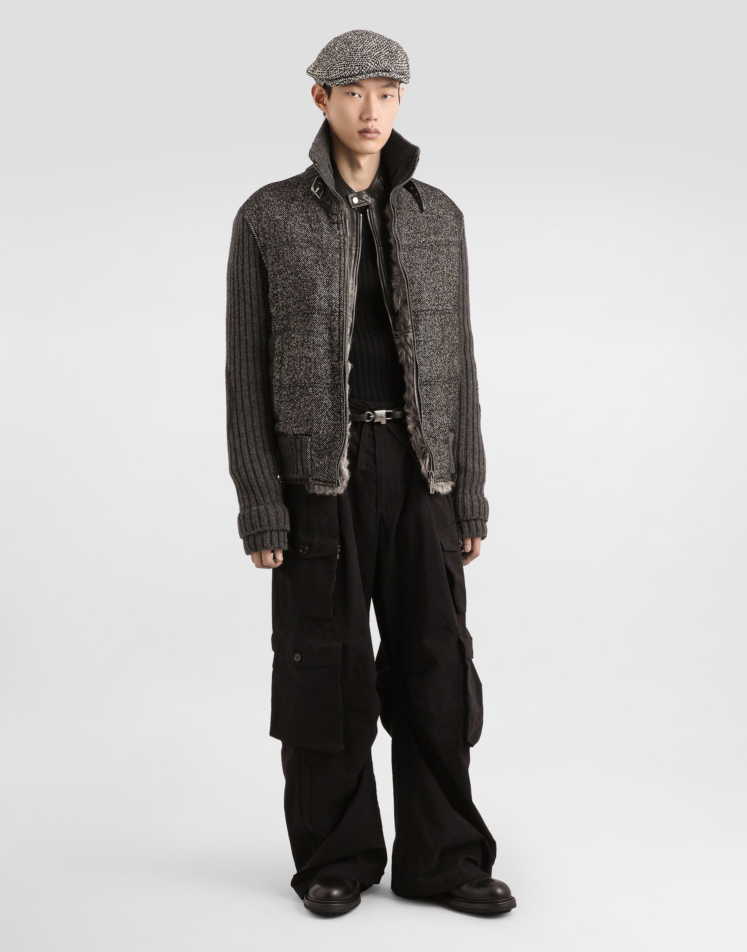 Jakke Dolce & Gabbana Dolce & Gabbana Houndstooth Knit Jacket Grå | G9BVSTGJ846N0352, 1