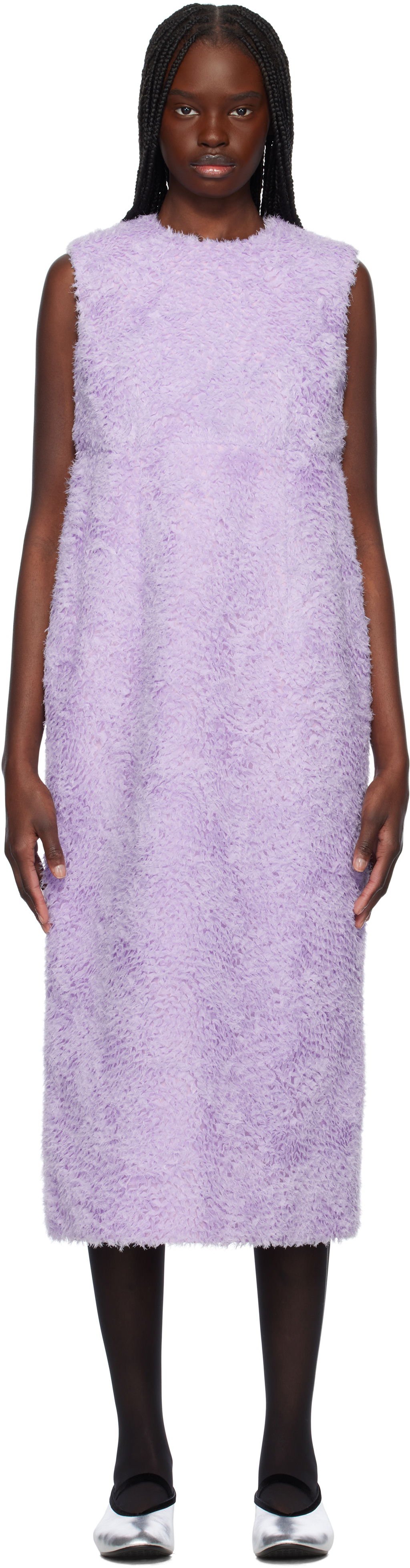 Kjole Comme des Garçons Comme des Garçons Tulle Tape Embroidery Midi Dress Lilla | GO-O004-051-1, 0
