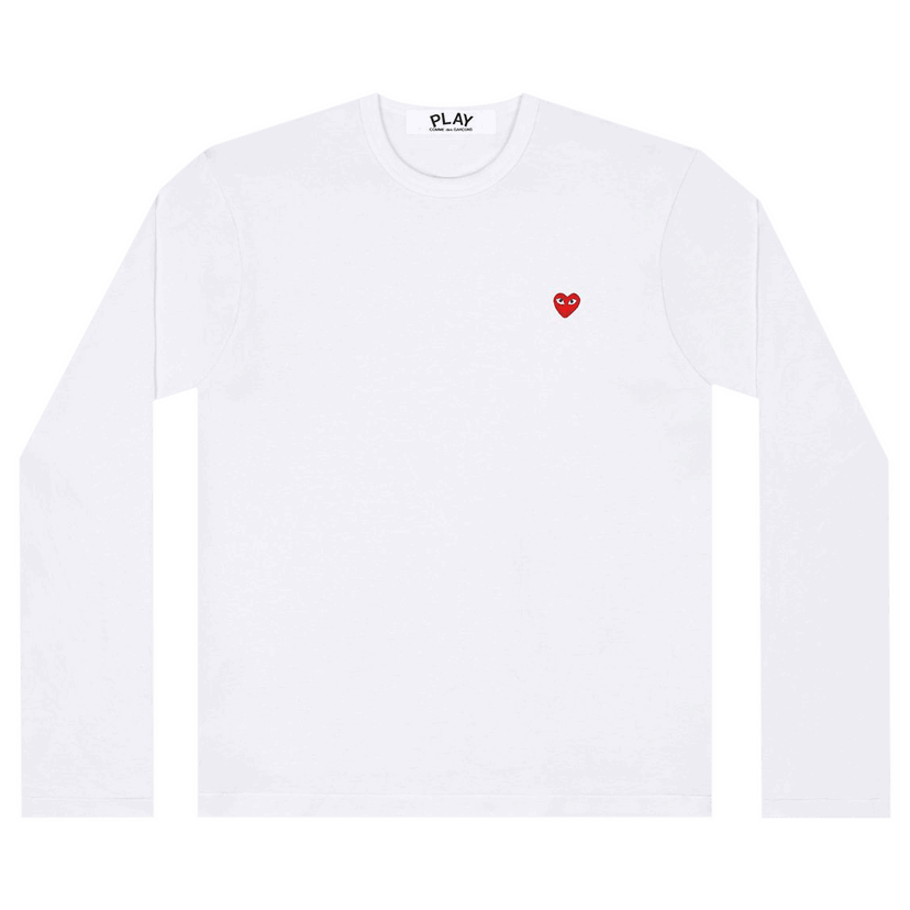 T-shirt Comme des Garçons PLAY Small Heart Long-Sleeve T-Shirt Hvid | AZ T308 051 2