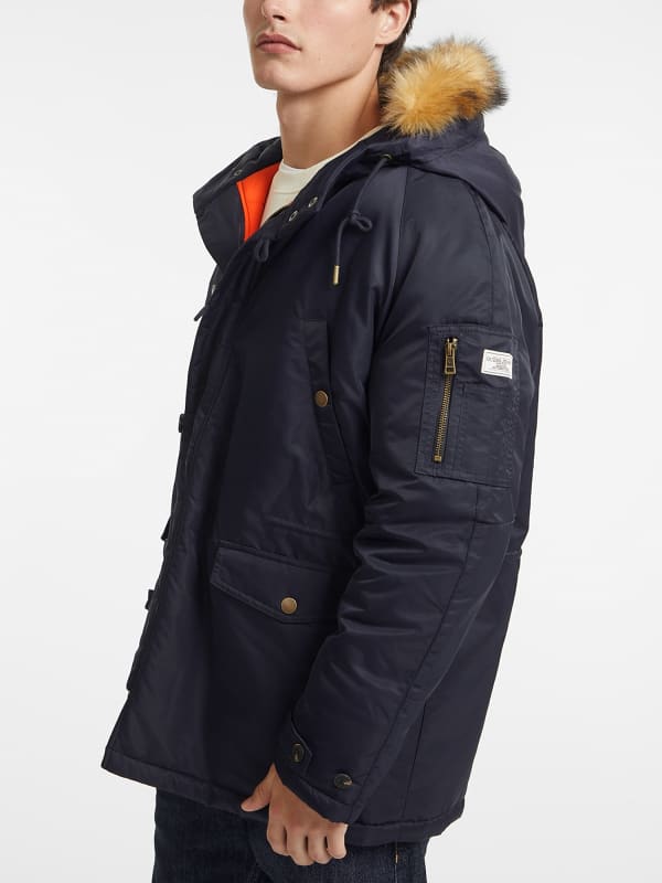 Parka GUESS Hooded Parka with Faux Fur Blå | M4BL22WG932, 0