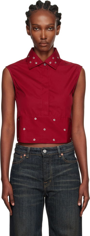 Crop top OUR LEGACY Sleeveless Collared Eyelet Crop Girdle Top Rød | W4252GLR, 0