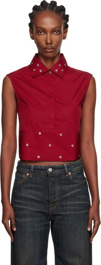 Sleeveless Collared Eyelet Crop Girdle Top