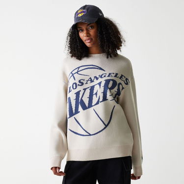 Sweater New Era New Era NBA LA Lakers Oversized Knit Sweater Beige | 60684350, 2