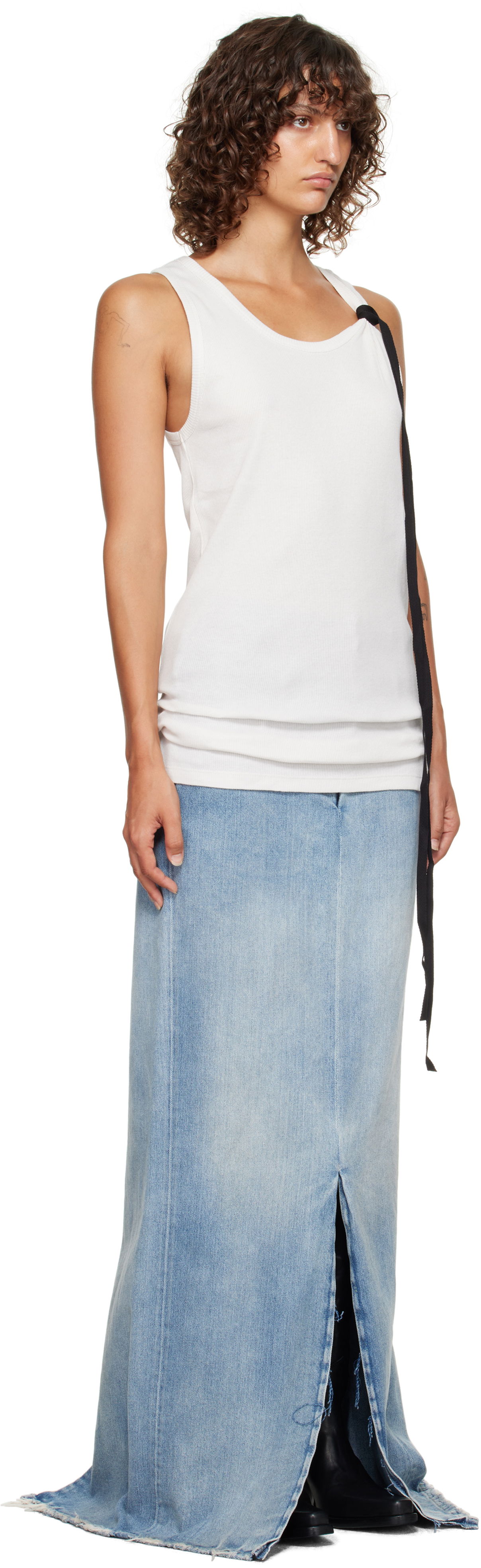 Tanktop Ann Demeulemeester Ann Demeulemeester Seva Ribbed Tank Top Hvid | 2520-W-JTO20-FA659-003, 1