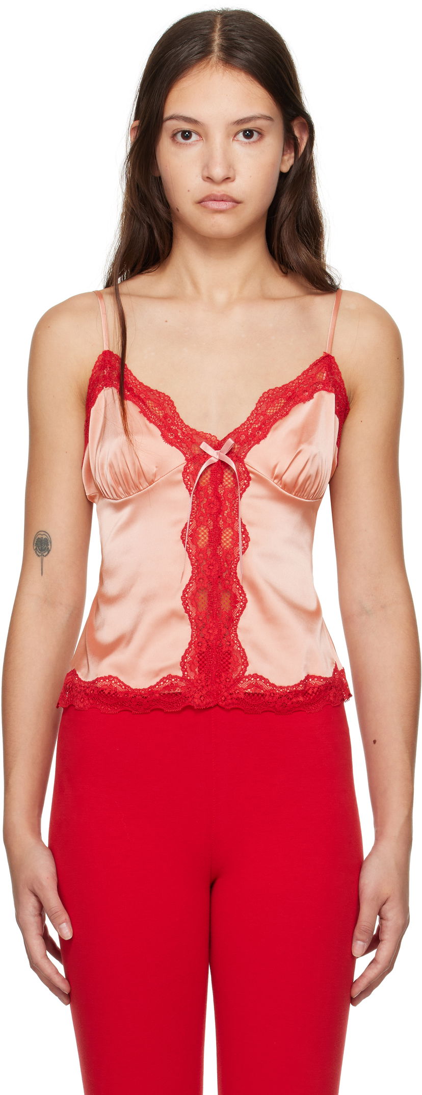 Tanktop GUIZIO Guizio Blair Lace-Trim Satin Camisole Lyserød | H24113W022