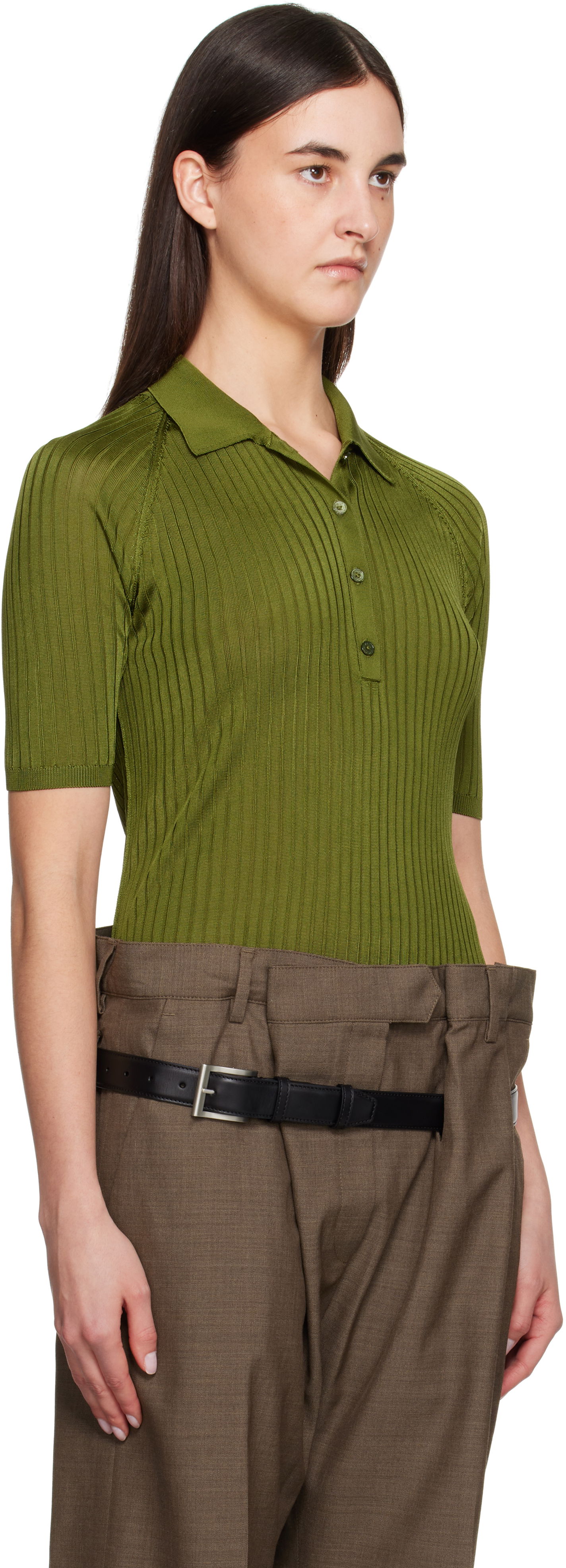 Polo skjorte Acne Studios Acne Studios Silk Knit Polo Grøn | A60581-, 1