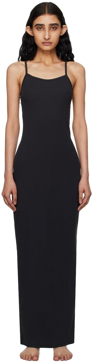 Kjole SKIMS SKIMS Cotton Rib Long Cami Maxi Dress Sort | DR-MAX-5521W, 0