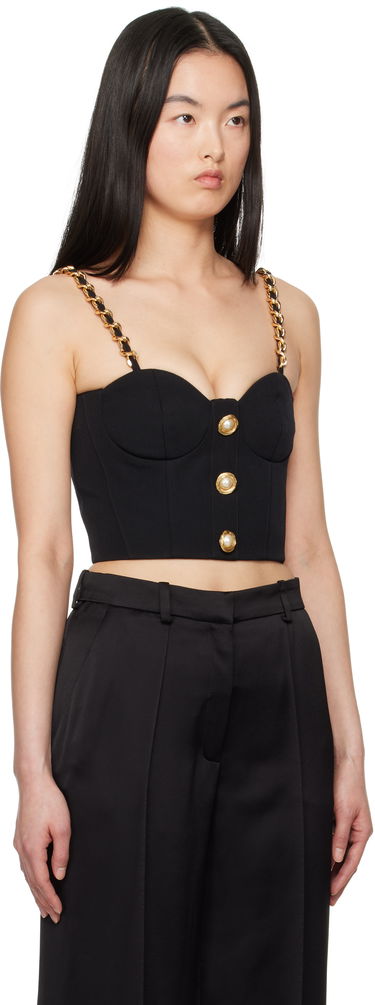 Crop top Balmain Balmain Bustier Top with Chain Straps Sort | EF0AD405WC09, 1