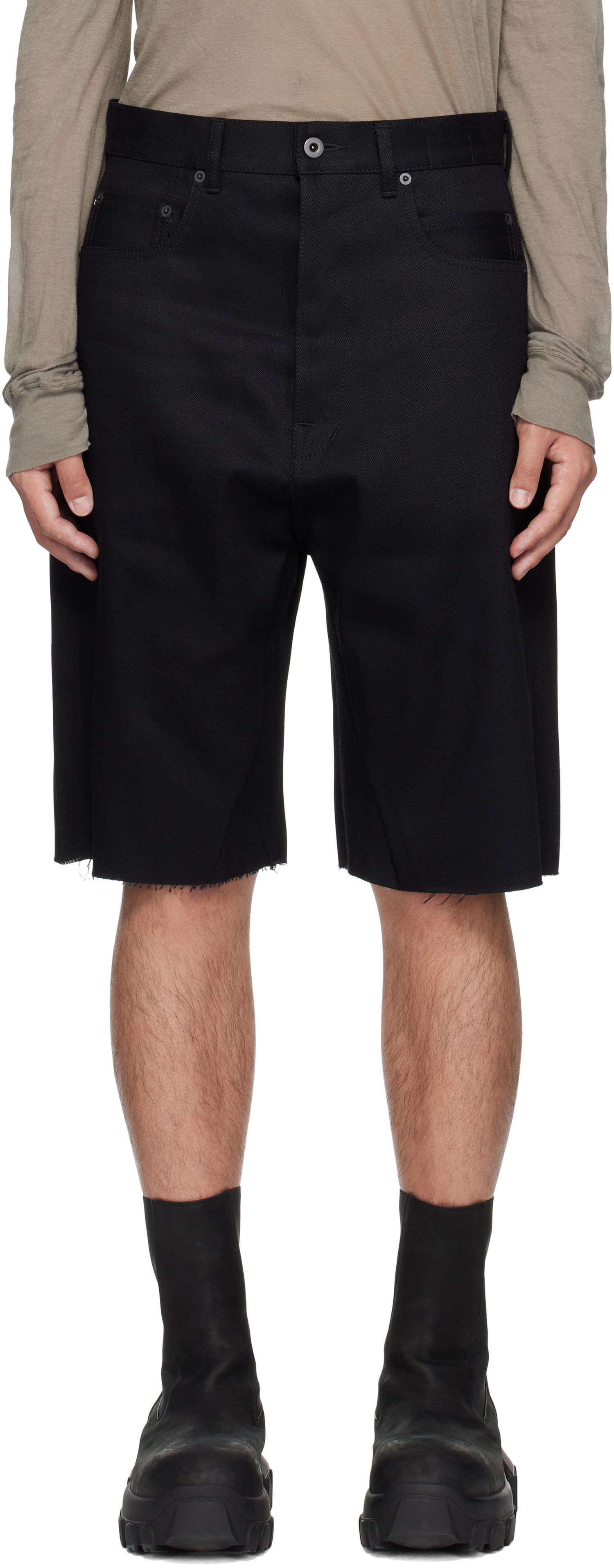Shorts Rick Owens DRKSHDW Hollywood Geth Cutoff Denim Shorts Sort | DL01E6397 BLKJP, 0