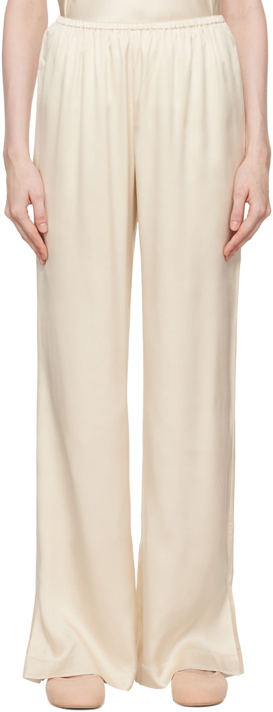 Bukser Anine Bing Silk Wide Leg Trousers Beige | A-03-3353-SDA26