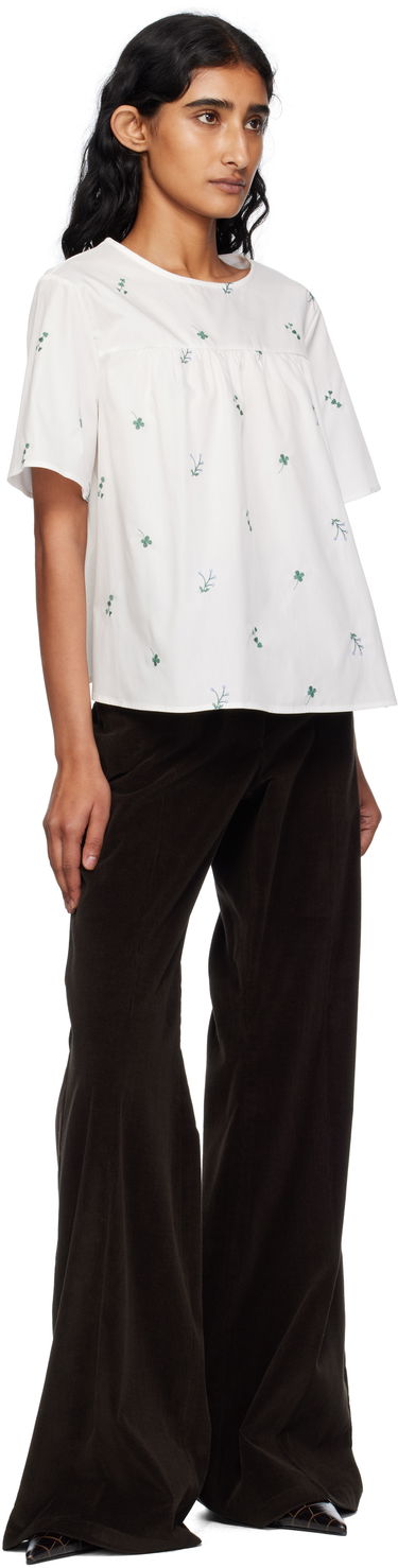 T-shirt Max Mara Weekend Max Mara Edita Floral Embroidered Top Hvid | 2515941072600, 3