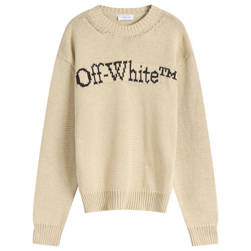 Sweater Off-White Off-White Big Bookish Chunky Knit Sweater Beige | OMHE167S25KNI0016110