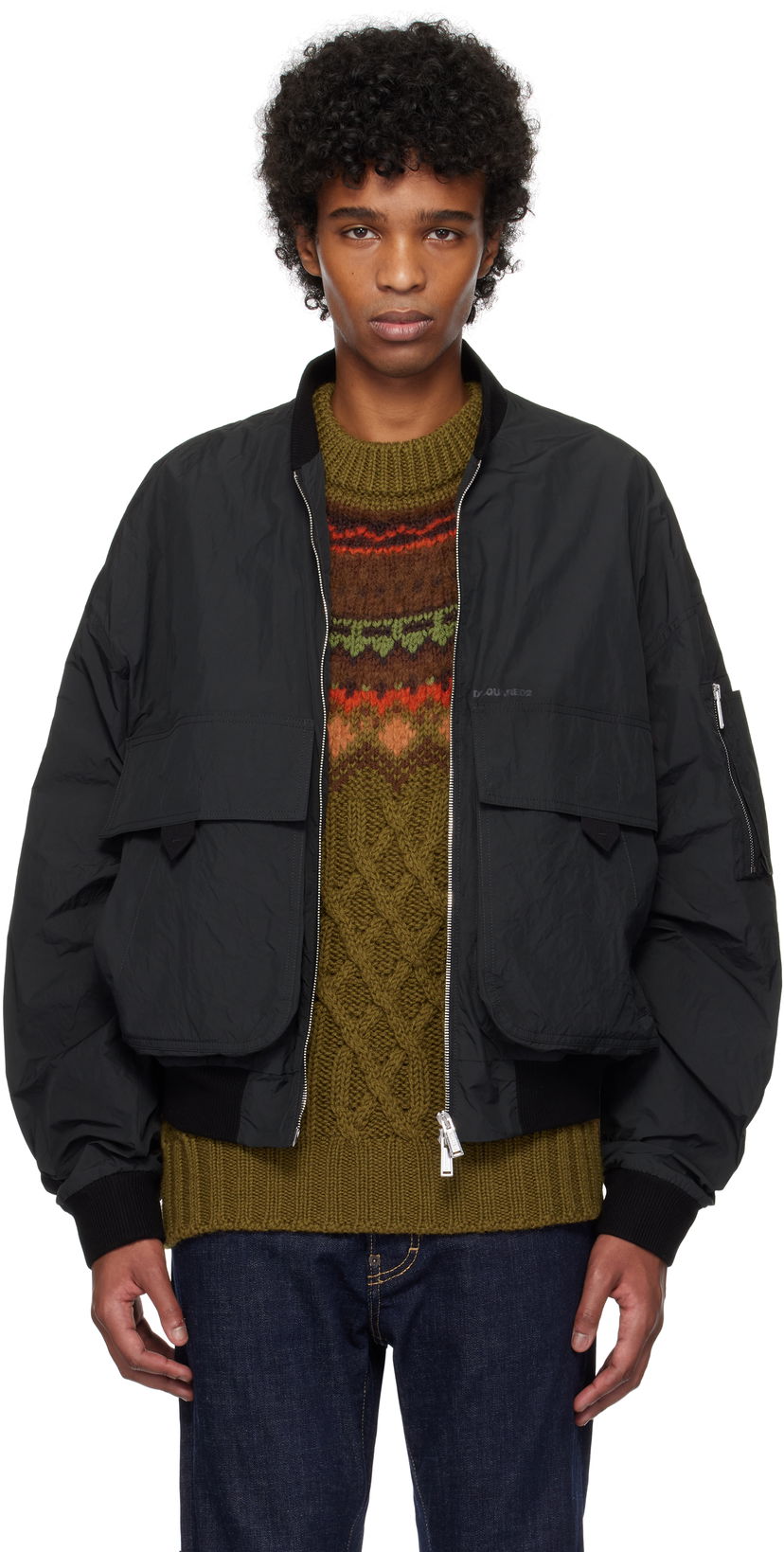 Bomberjakke DSQUARED2 Dsquared2 Superlight 80s Bomber Jacket Sort | S74AM1568_S78520