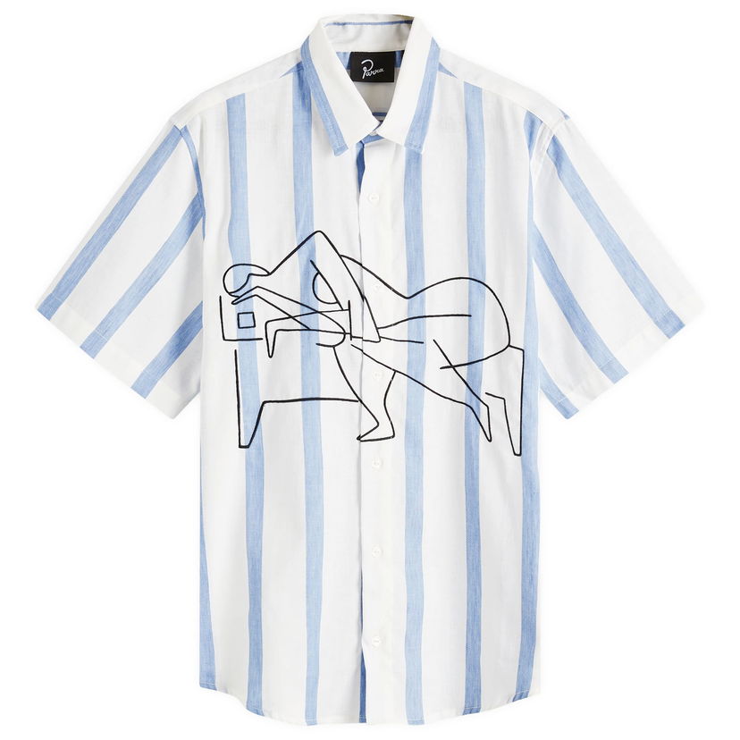 Skjorte By Parra Parra Sleep Now Short Sleeve Shirt, Size Large Blå | 53240-BLU