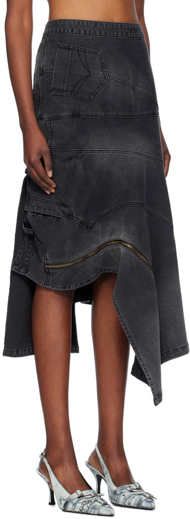 Nederdel Feng Chen Wang Feng Chen Wang Deconstructed Denim Midi Skirt Grå | FWF18SK04, 1