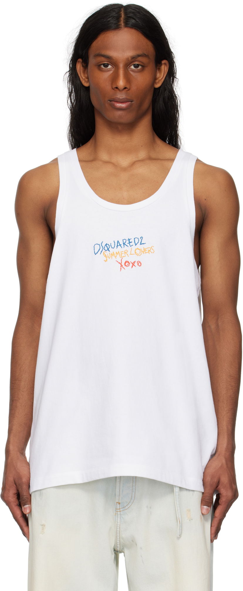 Tanktop DSQUARED2 Dsquared2 'Summer Lovers' Sport Fit Tank Top Hvid | S78NL0034-S24583-100