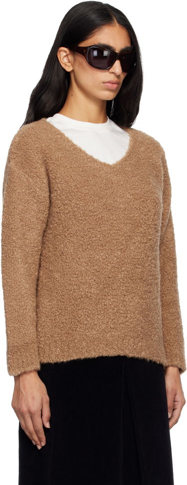 Sweater Max Mara Pantera Bouclé V-neck Sweater Brun | 2521366092600, 1
