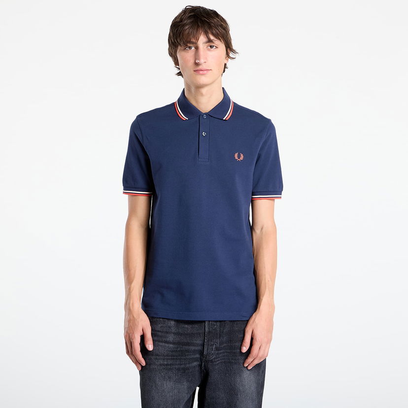 Polo skjorte Fred Perry Fred Perry Twin Tipped Polo Shirt Mørkeblå | M3600 Z57