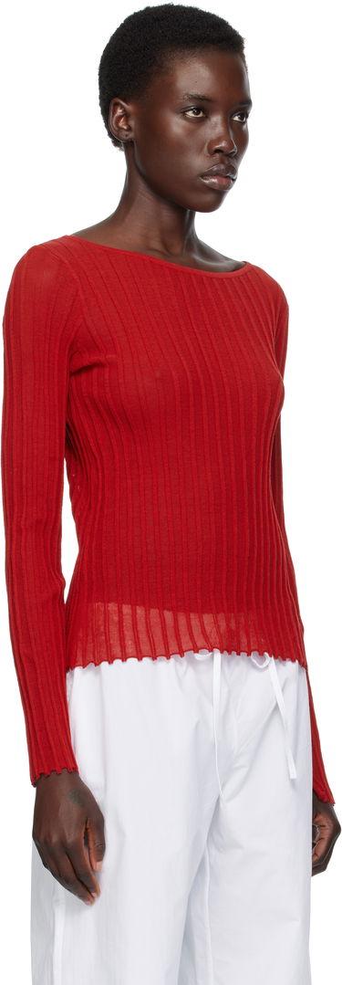 T-shirt Loulou de Saison Loulou de Saison Mabille Ribbed Knit Top Rød | MABILLE, 1