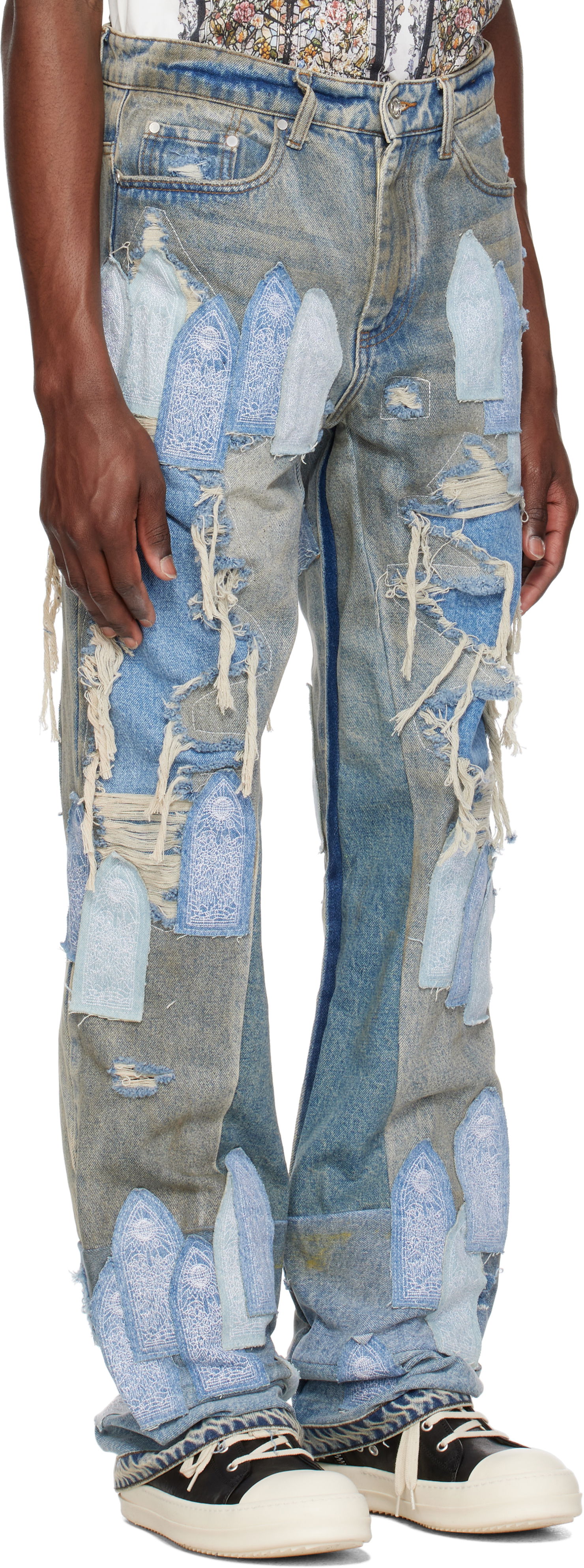 Jeans Who Decides War Who Decides War Patched Arch Repaired Blowout Jeans Blå | 1120970009SS25, 1