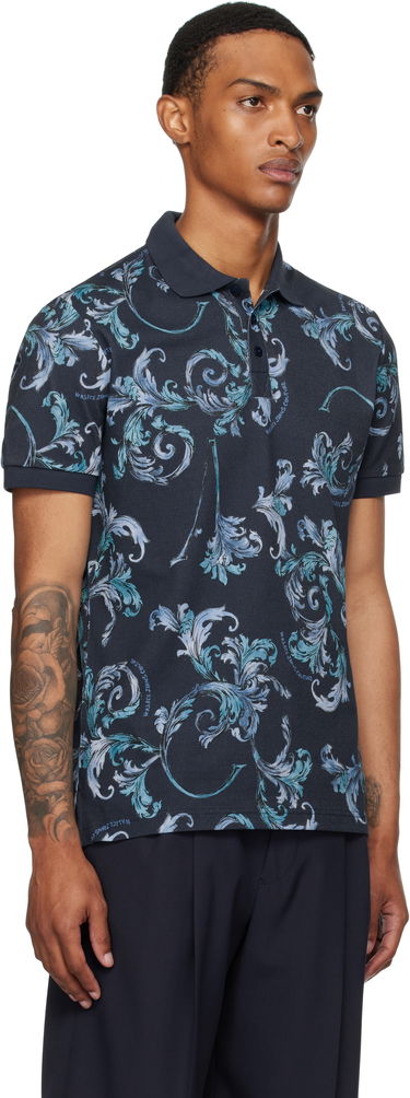 Polo skjorte Versace Versace Jeans Couture Outline Barocco Polo Mørkeblå | E78GAG6S0_EJS460, 1