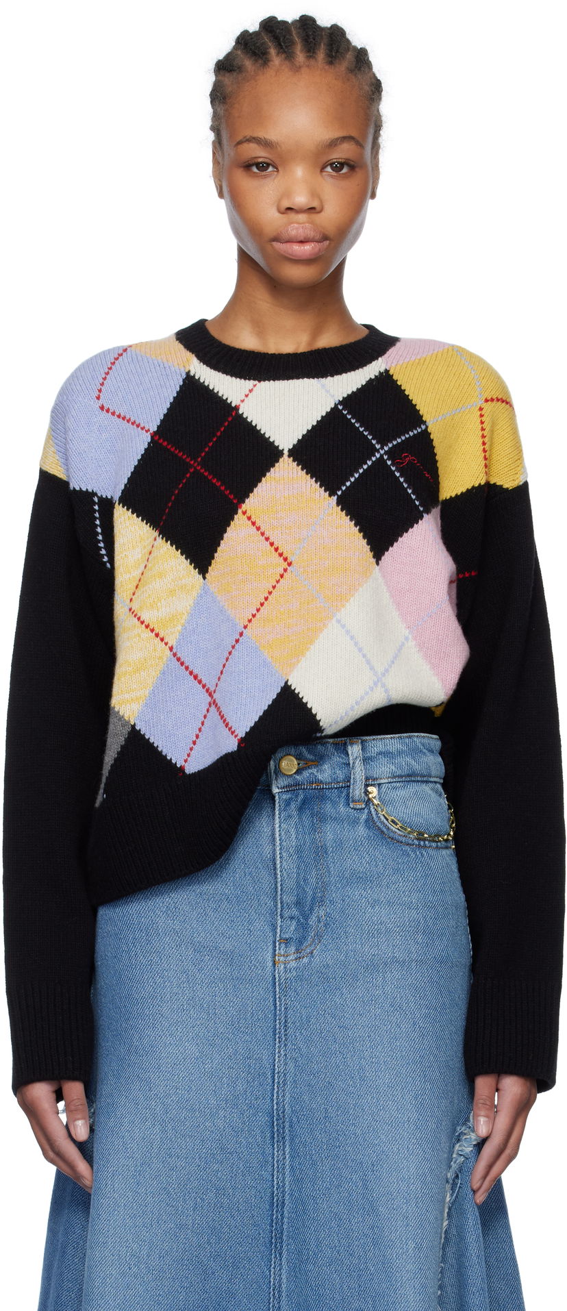 Sweater GANNI GANNI Harlequin Argyle Knit Sweater Flerfarvet | K2379